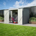 Gerätehaus LLGWGL, 262×180×201 cm, Grau/Creme, Metall Gartenhaus Geräteschuppen - Großes Gartenhütte mit, Grau
