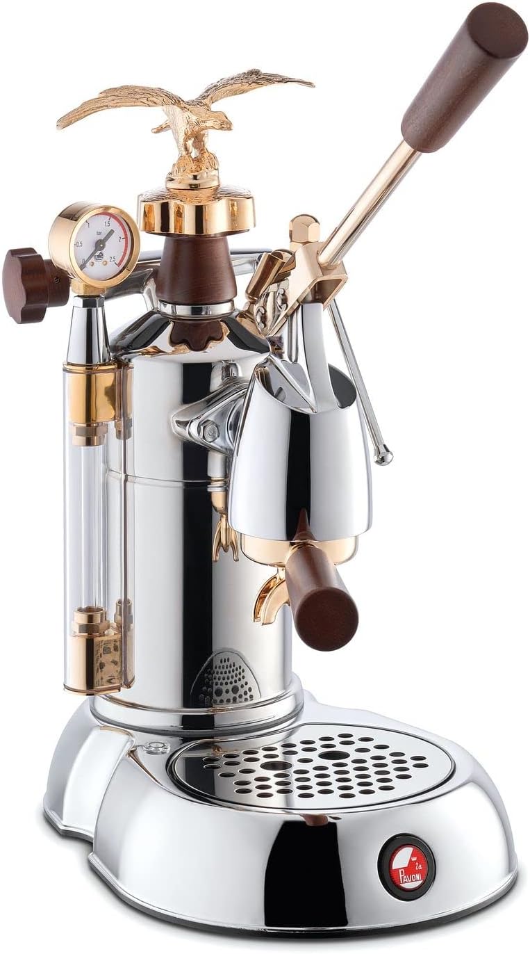 La Pavoni Kaffeemaschine, Gold/Silber/Braun, Handhebelmaschine Expo 2015 Gold-Chrom
