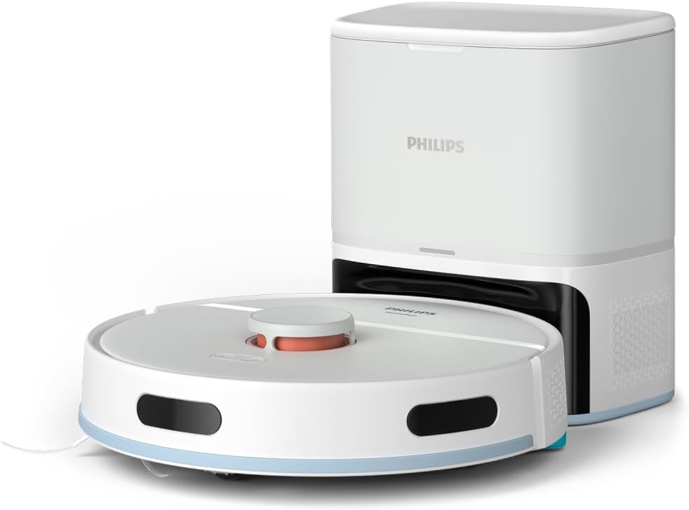 Philips Saugroboter, Weiß, Homerun Serie 2000: 2-in-1 Saug- und Wischroboter, 130 Minuten Laufzeit, Lasernavigation