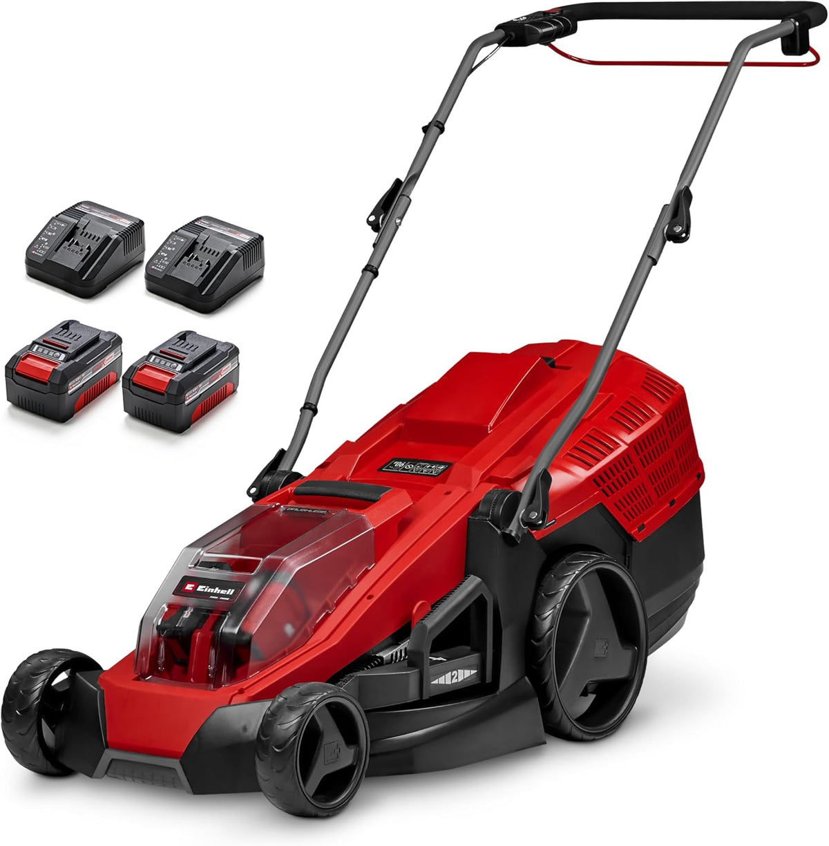 Einhell Rasenmäher, 4,0 Ah, 43 cm, 600 m, 36 V, Rot/Schwarz, Akku- GE-cm 36/43 Li M Kit Power X-Change (, Schnittbreite