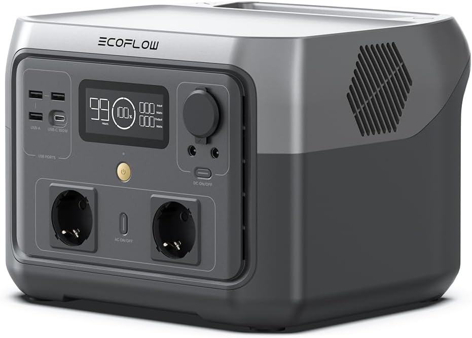 Amazon Renewed Powerstation, 512 Wh, Grau, Solargenerator, EF ECOFLOW Tragbare RIVER 2 MAX, Solargenerator mit LiFeP04