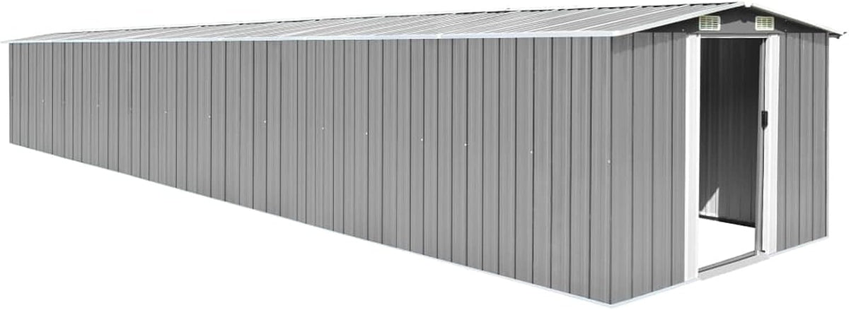 Gerätehaus Tidyard, 257x779x181 cm, Grau, Geräteschuppen Metall Geräteschrank Metall Gartenh