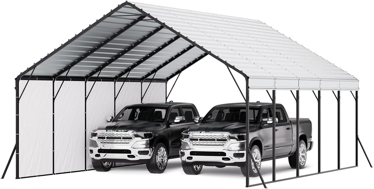 VEVOR Garten,Gartenhäuser & Aufbewahrung,Carports, 77 m, Weiß/Schwarz, Carport, 45x3, Lagerzelt mit stabilem Rahmen und Dach