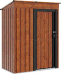 SDWEHBJ Gerätehaus, 137 x 81 x 180 cm, Metall, Braun/Schwarz, Gartenhütten mit Griff und Schiebetür, Braun Metall