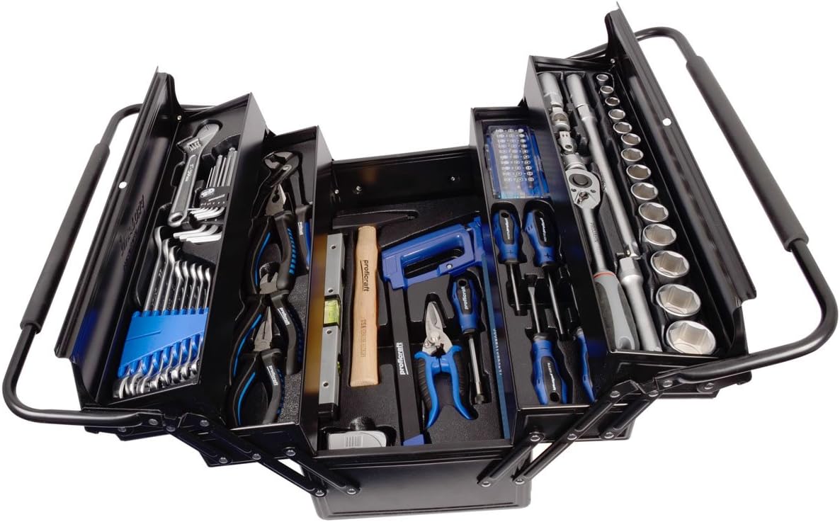 Projahn Werkzeugkästen, Schwarz/Blau, Werkzeugbox proficraft 84tlg. 1/2'' #8688