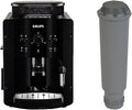 Krups Kaffeevollautomat, Schwarz/Grau, Essential EA8108, Espresso und Kaffee, mit CappucinoPlus- Milchdüse