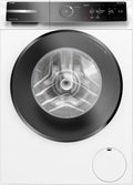 Bosch Waschmaschine, 10 kg, Weiß/Schwarz, WGB256A41, Serie 8, Smarte, 1600 UpM, Made in Germany, Maximale Energie- und Wasserersparnis