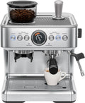 Chefman Milchaufschäumer, 15 Bar, 3 L, Silber, Crema Supreme Espressomaschine mit, Barista Dampfstab, professionelle Kaffeemaschine mit Kaffeemühle