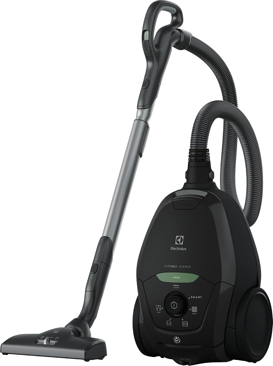 Electrolux Staubsauger, 600 W, Schwarz, PD82-GREEN mit Beutel, max. Leistung, System AeroPro, 2 Bürsten, Zubehör 3-in-1