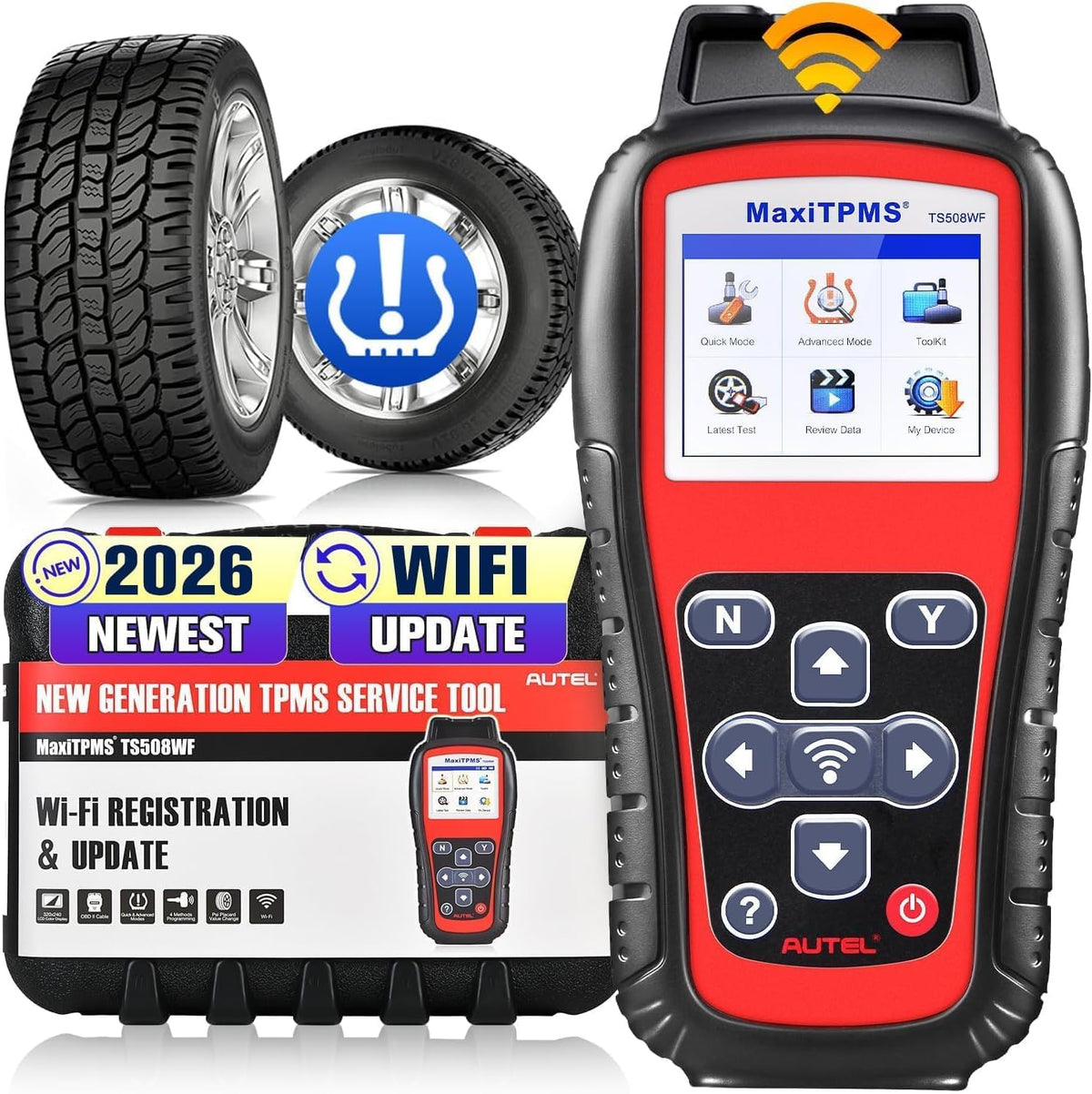 Autel Werkzeuge für Reifendruck-Kontrollsysteme, Rot/Schwarz, MaxiTPMS TS508WF, Professional für Aktivieren/Neulernen Aller RDKS Sensoren