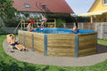 Weka Stahlrahmenpool, Holz/Braun, Massivholzpool 594 A, Sparset
