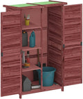 Festnight Gerätehaus, 83x57x140 cm, Massives Kiefernholz, Sperrholz, Rot/Hellgrün