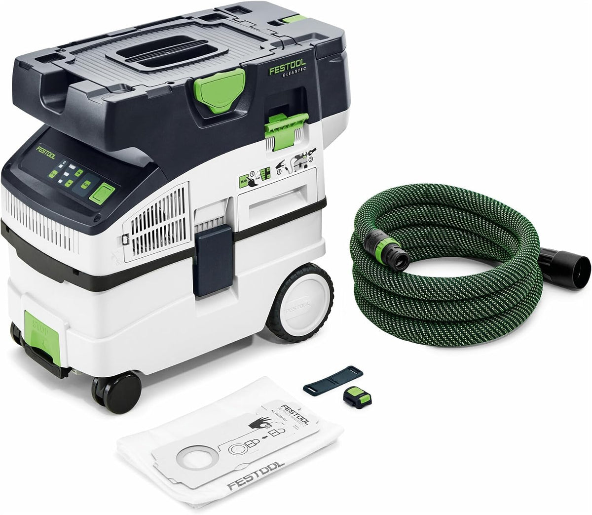Festool Staubsauger, weiß/schwarz/grün, Akku-Absaugmobil CTMC MIDI I-Basic CLEANTEC (mit Hauptfilter, SELFCLEAN Filtersack