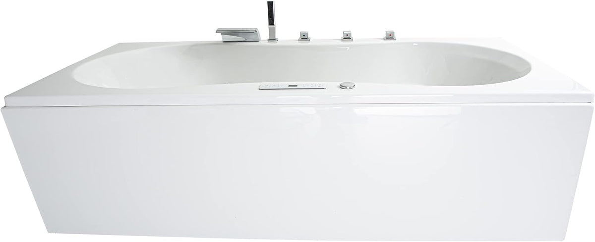 Basera Badewannen mit Sprudelfunktion, Weiß, Classic Indoor Whirlpool Badewanne Palma mit 20 Massagedüsen, Wasserfall