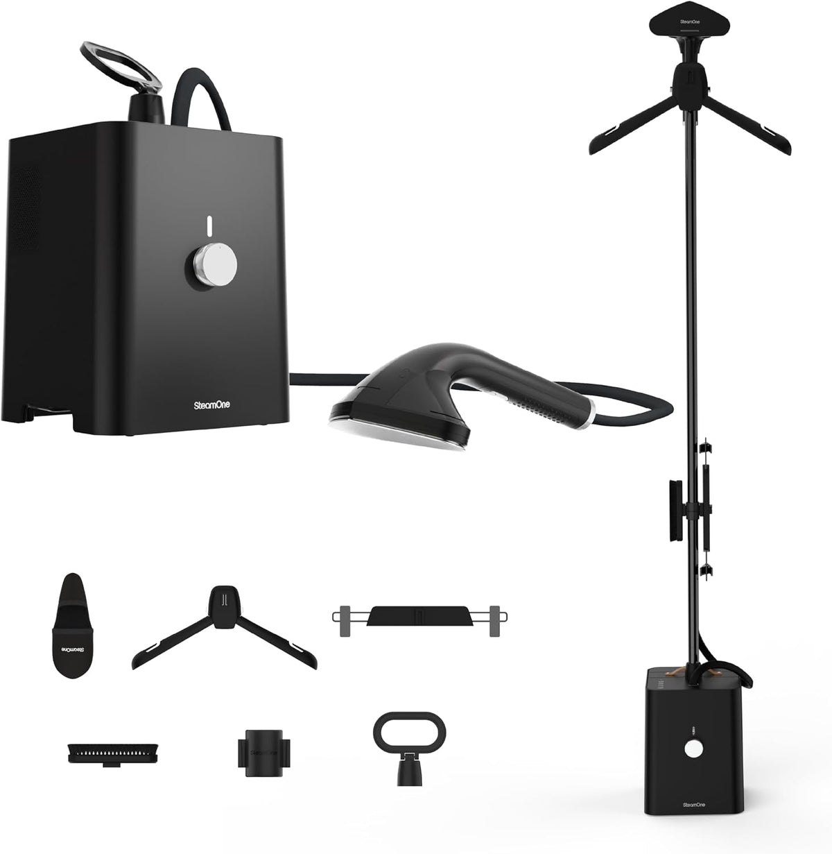 STEAMONE Dampfglätter, 2900 W, 10bar, Schwarz, Steamer Professionell 125 g/min SteamCube- Vertikales und, 99% der Verunreinigungen Fertig in 120s