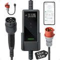 dé Ladestationen, 11 kW, 15 m, 400 V, Schwarz/Grau/Rot, Mobile Wallbox mit APP [, 3-phasig, 16 A], Ladekabel e Auto CEE-16A auf Typ 2