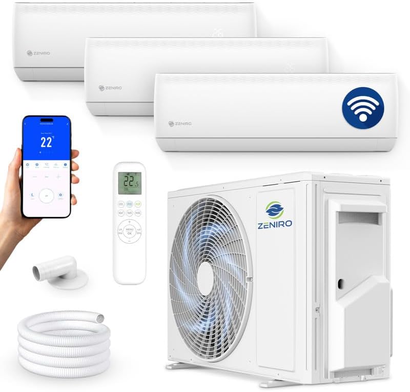 Zeniro Klimaanlage, 3,5 kW, 5,3 kW, Weiß, Multisplit 3 Innengeräte Set (3 x ) Klimagerät Air
