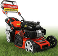 Hecht Rasenmäher, 4,0 kW, 51 cm, 65 l, Schwarz/Rot/Silber, 5-IN-1 Benzin, leistungsstarker 4 Takt Motor (5, 5 PS)