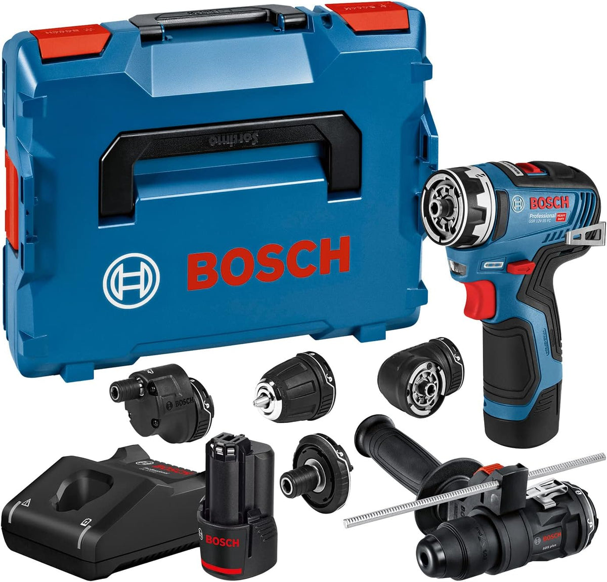 Bosch Professional Akkuschrauber, 3.0 Ah, 12 V, Blau/Schwarz/Rot, System Akku Bohrschrauber GSR -35 FC - FlexiClick System