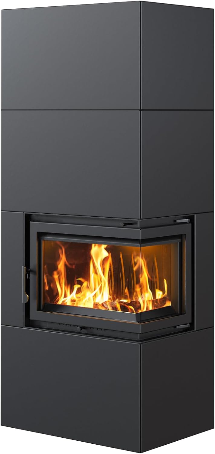 kratki Kaminofen, 328 kg, 8 kW, Schwarz, Simple Box Komplettset, Gewicht, Maße in cm: H187, 40 x B78, 70 x T54