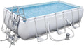 Bestway Stahlrahmenpool, 404 x 201 x 100 cm, 6478 L, Grau, Power Steel -Set mit Filterpumpe, Rectangular