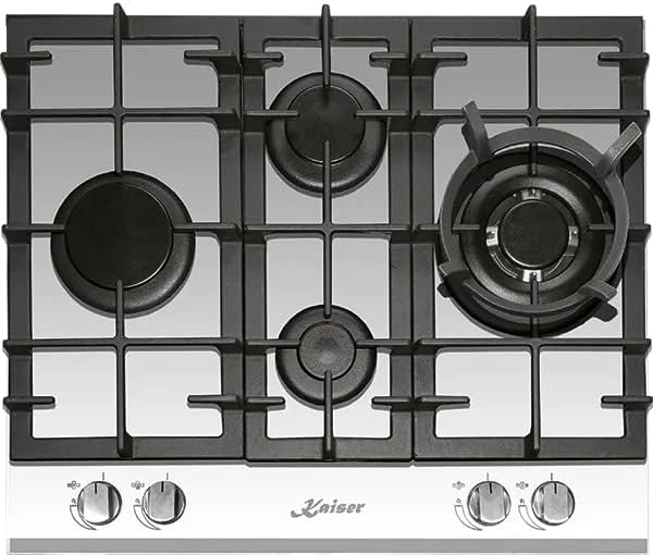 Kaiser Kochfeld, 6394 W, 3,8 KW, Schwarz/Weiß, Gas- KCG Turbo Romb, Einbau Herd, Weiß Glas, Gas auf Glas, Erdgas Fl.Gas