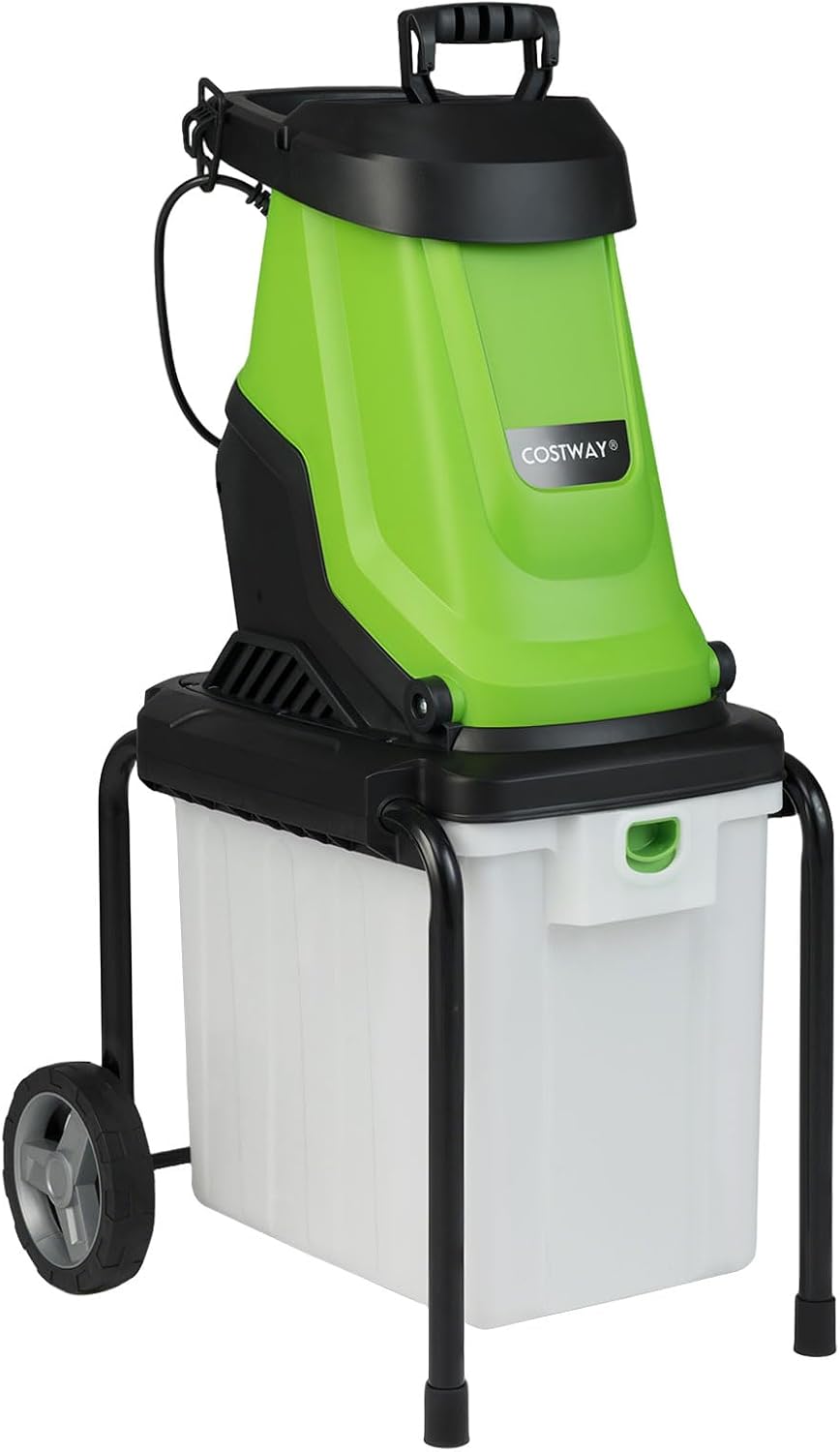 FANTASK Häcksler & Mulcher, 56 x 44 x 94 cm (L x B x H), 2800 W, 50 L, Metall, PP, Grün/Schwarz/Weiß