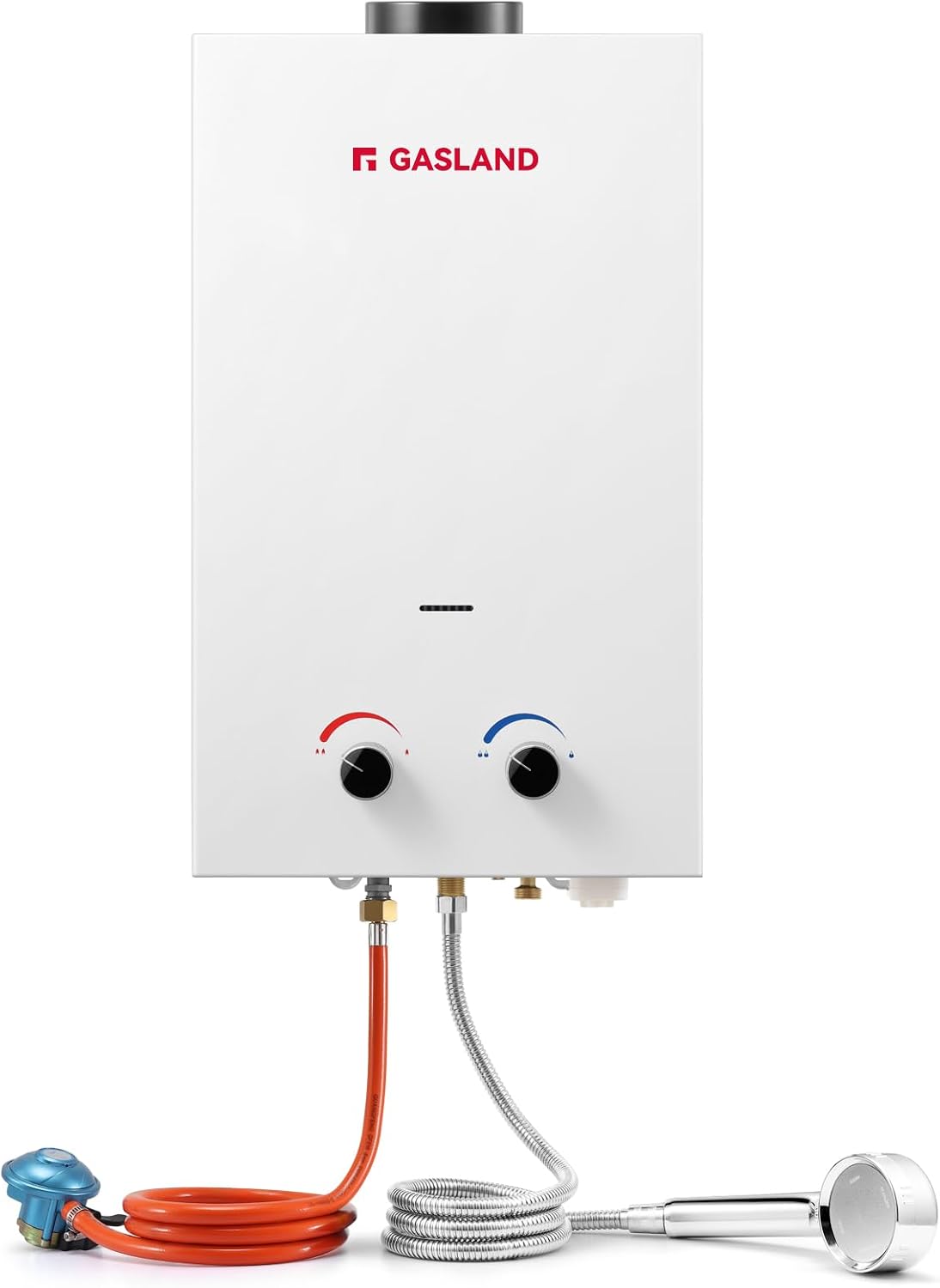 GASLAND Wassererhitzer, 10 L, Weiß, BS264 30/37mbar Tankless Gasdurchlauferhitzer, Gas-Wasser-Heizung Tragbarer