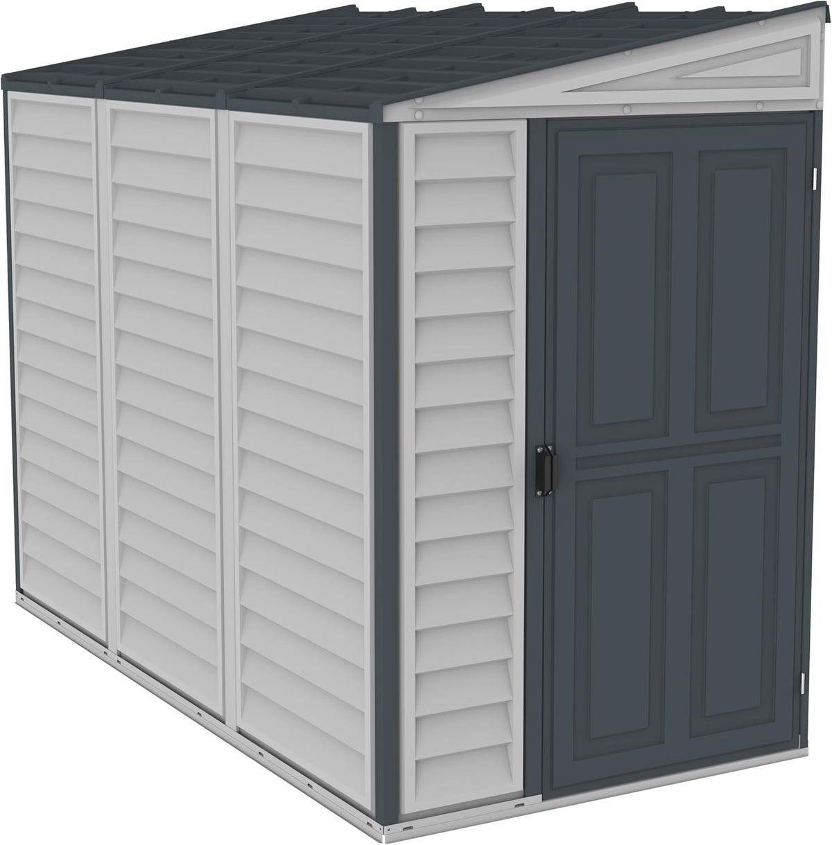 Duramax Gerätehaus, 2.91 m, Elfenbein/Grau, SideMate PLUS 4 x 8 ( ²) Kunststoff mit Metallfundament Set, Wendetür