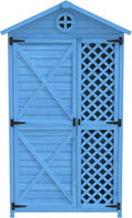 Gerätehaus kozamas, 90x56x175 cm, Blau, Werkzeugschuppen Gartenhaus aus Holz, Outdoor Holz Gartenmöbel Aufbewahrungsschuppen mit 3 Regalen