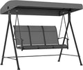 Outsunny Hollywoodschaukeln, 200 x 133 x 176 cm, 240 kg, Dunkelgrau, Hollywoodschaukel 3-Sitzer, Gartenschaukel mit Verstellbarem Dach