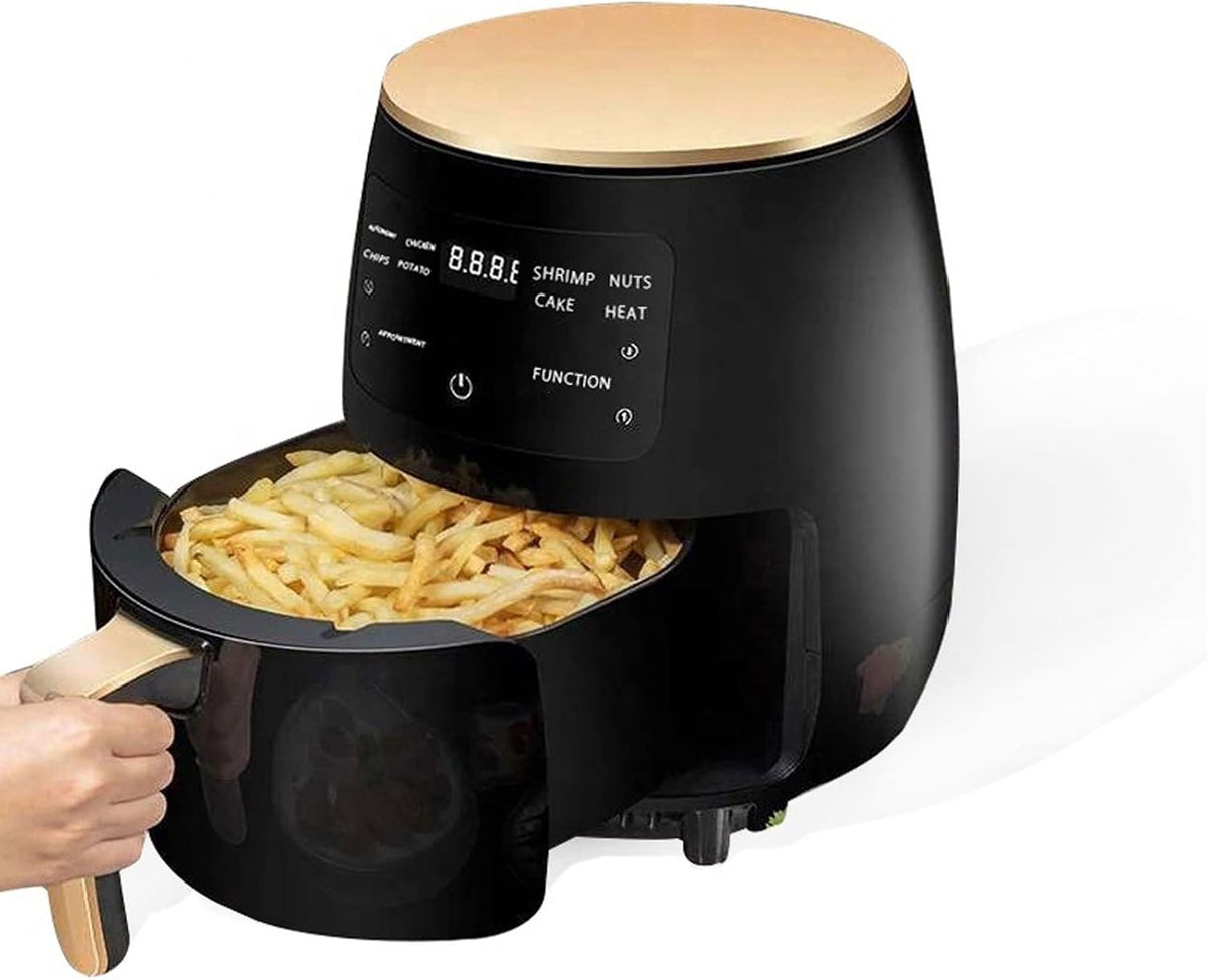 WADRBSW Heissluftfritteuse, 4,5 l, Schwarz, Heißluftfritteuse, digitale elektrische Fritteusen, professionelles Küchengerät