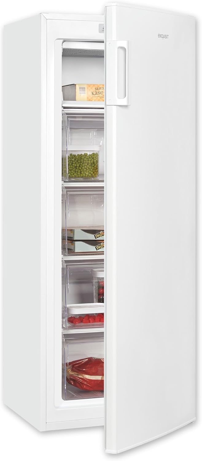 Exquisit Gefrierschrank, 168 l, 40 dB, weiß, Nutzinhalt, Energieeffizienzklasse D, hohe Bauform, 4-Sterne-Gefrieren