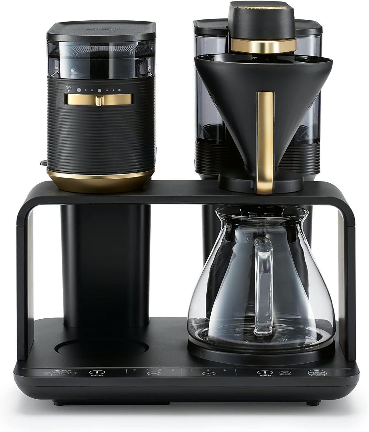 Melitta Momentum Kaffeemaschine, Schwarz/Gold, EPOS mit Mahlwerk