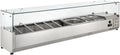 Wohnzimmerschrank GastroHero, Silber/Klar, Kühlaufsatz VRXH1800/330, 9x GN 1/4, Edelstahl, mit Glasaufsatz, Kühlaufsatzvitrine für Gastronomie