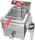 EGGKITPO Heißluftfritteuse, 3000 W, 12 l, 220 V, Silber/Rot, Fritteuse Große elektrische Fritteuse mit Ölablass
