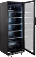 GastroHero Getränkekühlschrank, 360 L, Schwarz, GK-360BB, Flaschenkühlschrank mit Glastür & LED, abschließbar, Bierkühlschrank