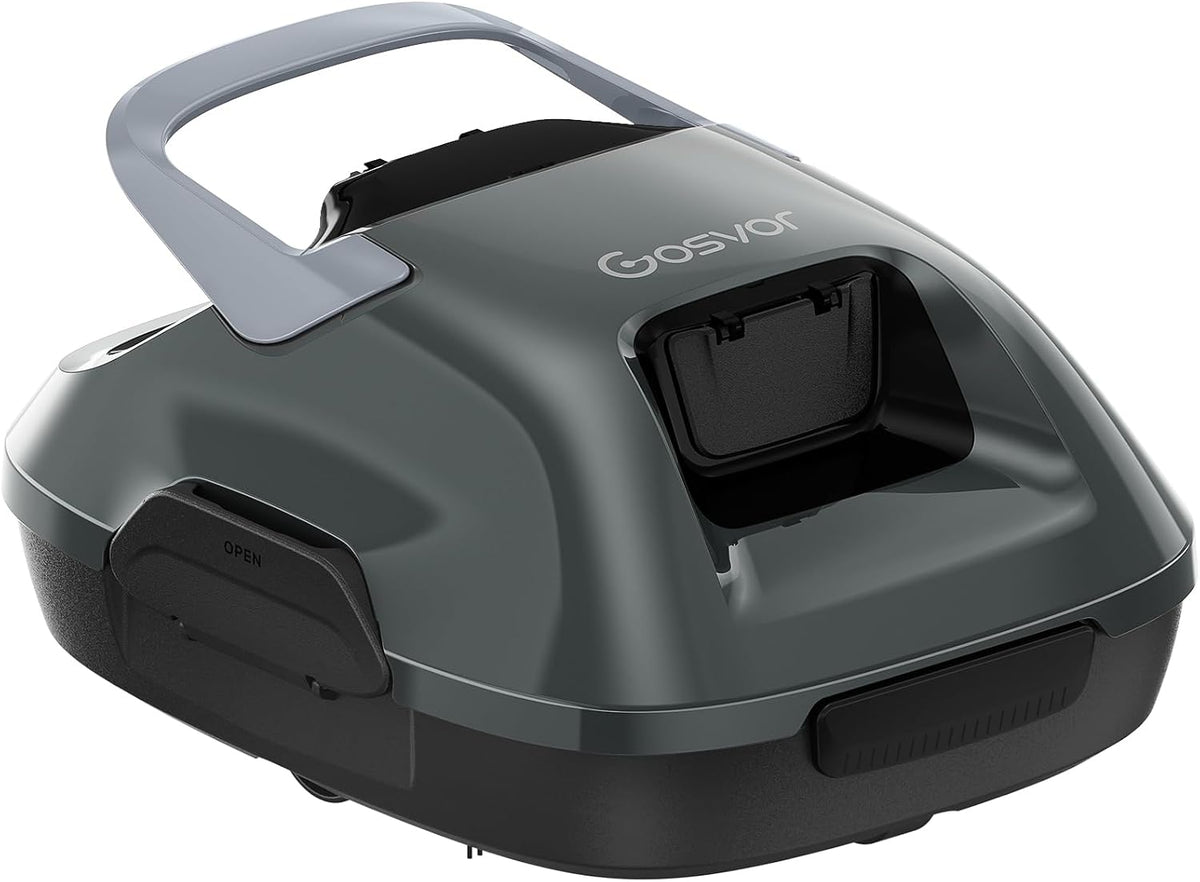 Gosvor Poolroboter, 80 m, Grau, Kabelloser, Poolsauger mit automatischer Parkfunktion, automatische Reinigung mit Laufzeit von 90 Minuten