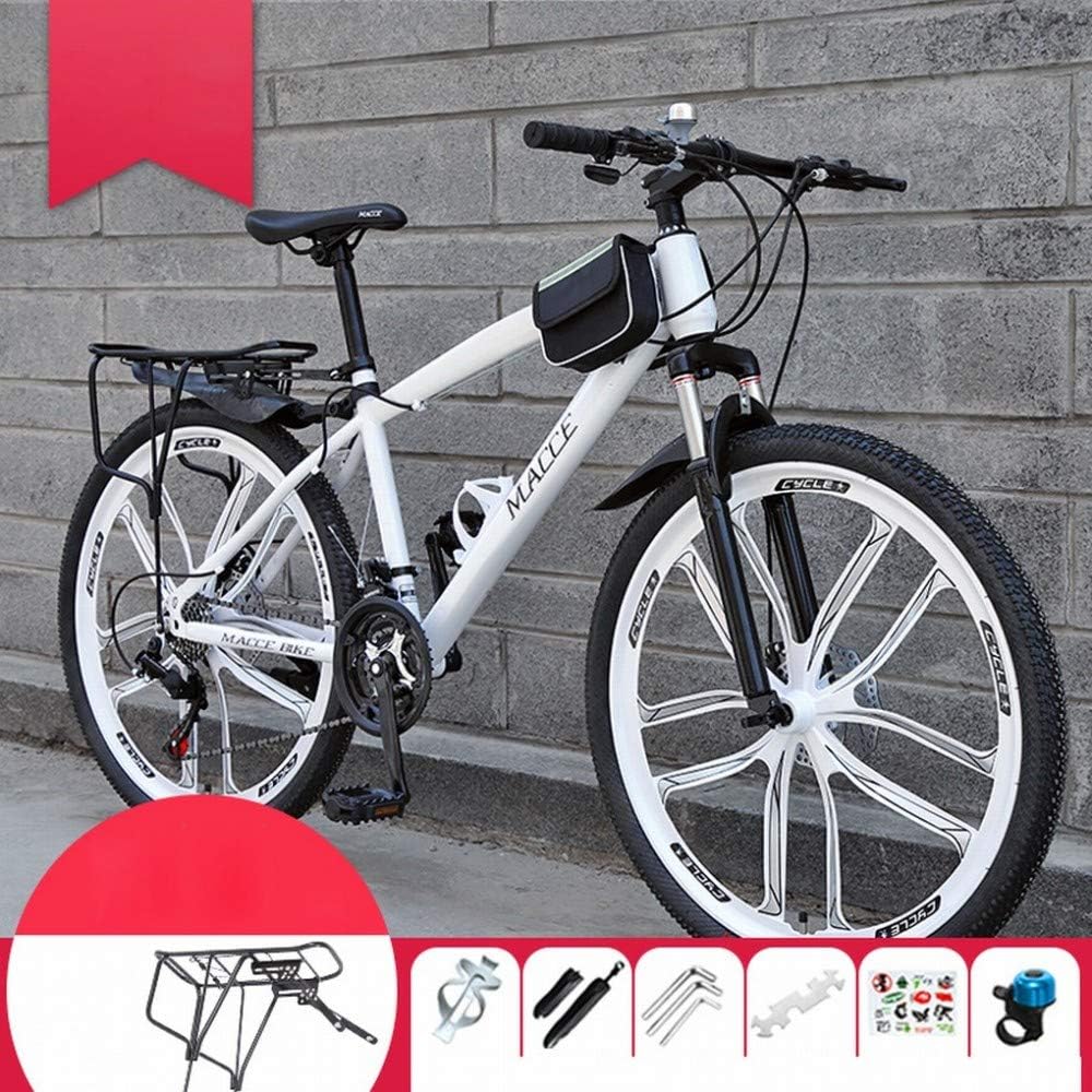 MU Mountainbike, Weiß/Schwarz, Fahrrad Männlich Offroad-Doppelscheibenbremse Mit Variabler, 24 Inches