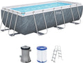 Bestway Stahlrahmenpool, 404 x 201 x 100 cm, Fassungsvermögen 6.478 Liter (90 % Befüllung)., Grau/Weiß