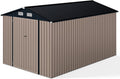 Gerätehaus COSTWAY, 350 cm x 223 cm x 197 cm (L x B x H), Verzinktes Metall, farbbeschichtetes Metallblech, Beige/Schwarz