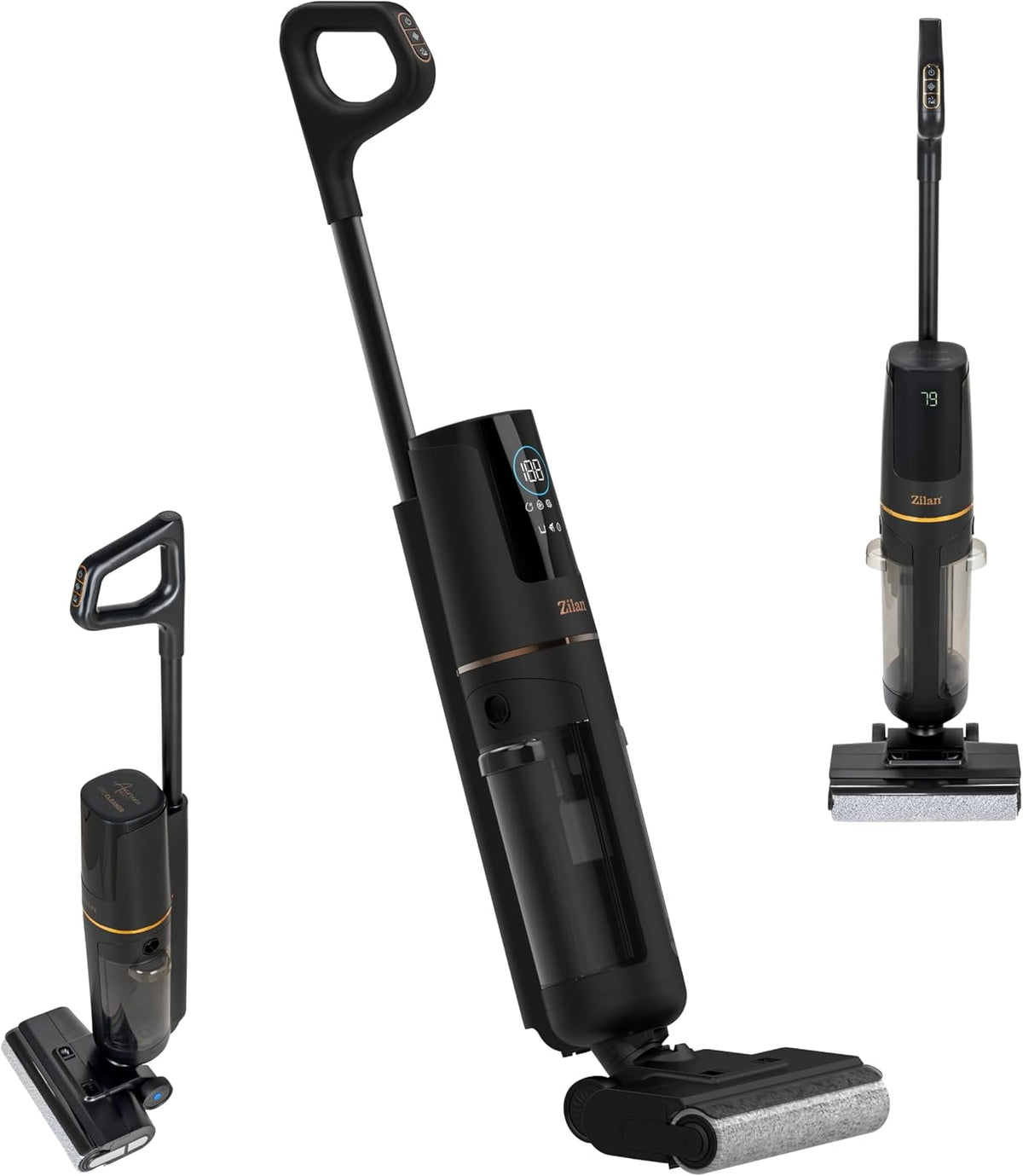 Zilan Staubsauger, Schwarz, Akku Nass-Trockensauger mit Wischfunktion, Kabelloser Wischsauger &, Nass-Trocken-Sauger 2-in-1 Saugwischer Akkusauger