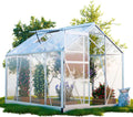 GARMIO Gewächshaus, 250x190 cm, 4,75m, Silber/Transparent, Neapel für den Garten, Alu Frühbeet inklusive Fundament