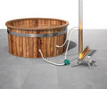 ECOPOOLTECH Kaminofen, Braun/Silber, ECO POOLTECH Poolheizung Holz, Wärmepumpe Pool mit Brennholz aus Titan Outdoor Warmwasser