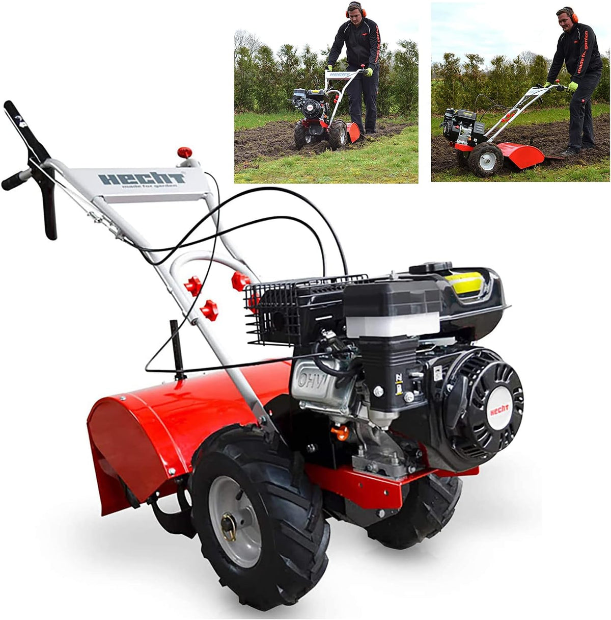 Hecht Motorhacken, 4,7 kW, 50 cm, Rot/Schwarz/Silber, Benzin-Gartenfräse 750 Motorhacke Kultivator Bodenhacke, 5 PS)