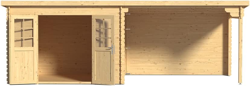 woodtex Gerätehaus, 596 x 298 x 204 cm, 28 mm, 3 m, Natur, Holz Gartenhaus Blockbohlenhaus CA2977, Wandstärke, belassen