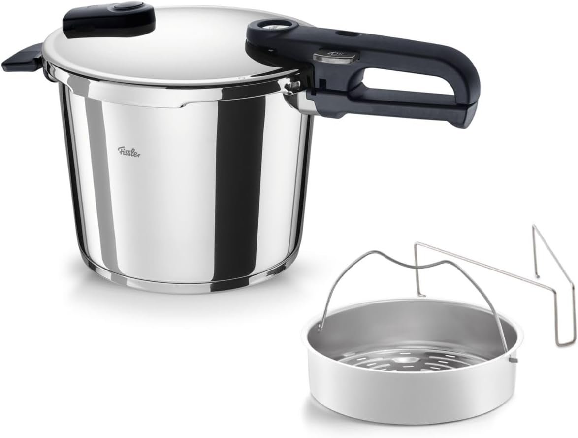 Fissler Schnellkochtöpfe, 22 cm, 6 L, Silber/Schwarz, Vitaquick Edition/Schnellkochtopf (, Ø ) Edelstahl-Dampfkochtopf