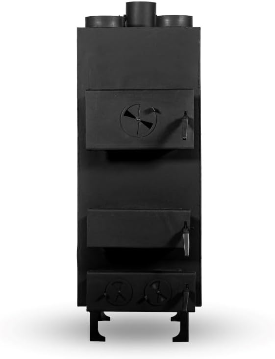 Warmluftofen Kaminofen, 25KW, Schwarz, Holzofen, Werkstattofen
