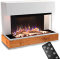 GLOW FIRE Elektrokamin, 1500 W, Weiß/Braun/Schwarz, Kaminofen Curie mit realistischem 3D E-Motion LED-Feuer -, Kaminfeuer & Timer