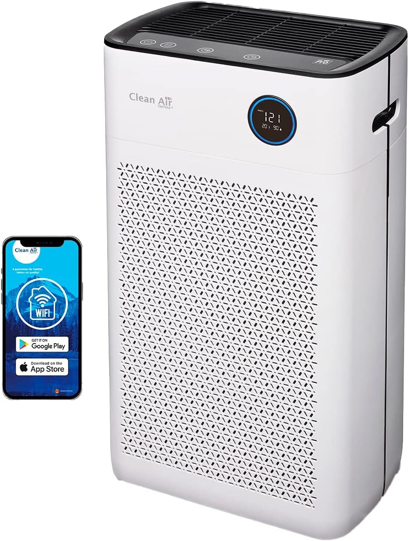 Clean Air Optima Dunstabzugshaube, 10 dB, 468m, 110m, 275m, Weiß/Schwarz, CA-510Pro Smart - Intelligenter HEPA UV-C Ionisator